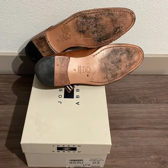 Joseph Abboud White Label Bixby Cognac Brown Classic Wingtip Cap Toe Oxfords 11 - Picture 8 of 10